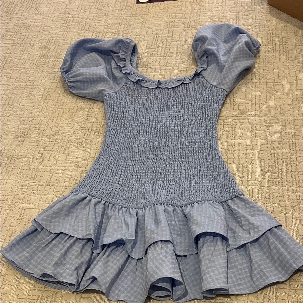 Blue Gingham ruffle dress
